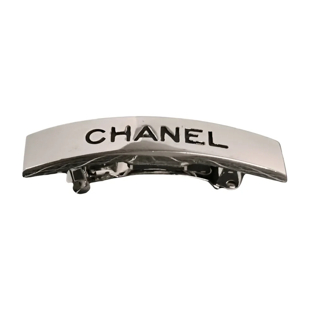 6518 - Chanel Logo Silver Barrette - Silver